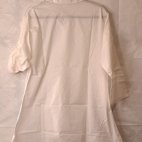 Truth + Style White Dolman Woven Sleeve Shirt w/Shark Bite Hem White/XS NWOT - Picture 6 of 15